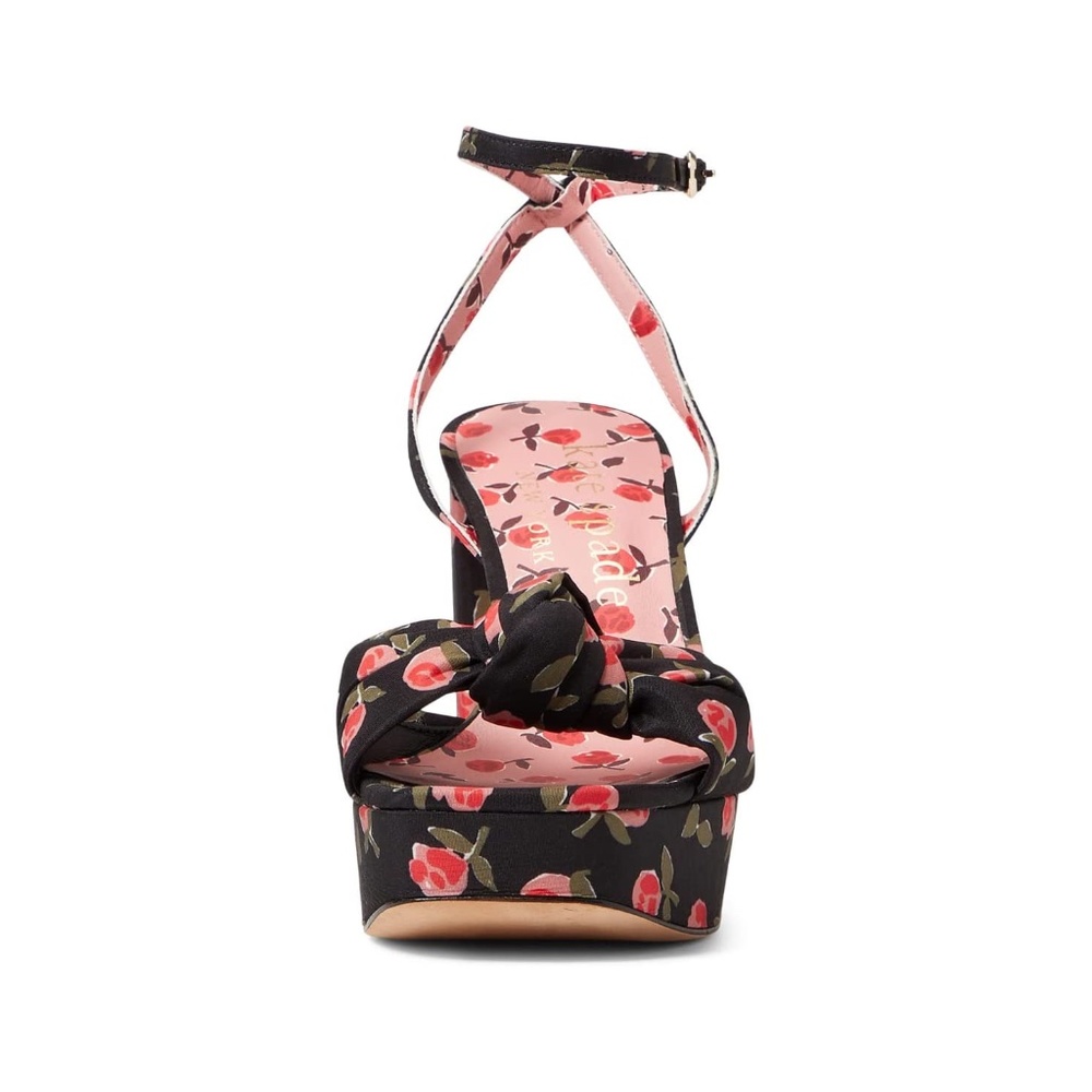NEW Kate Spade New York Confetti Ditsy Rose/Black PLATFORM SANDALS HEELS NIB - Picture 10 of 11
